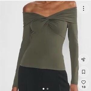 Artizia Off-Shoulder Olive Green Top